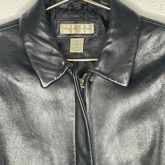Preston & York jacket leather women’s sz medium vintage Classic Black - Picture 2 of 7